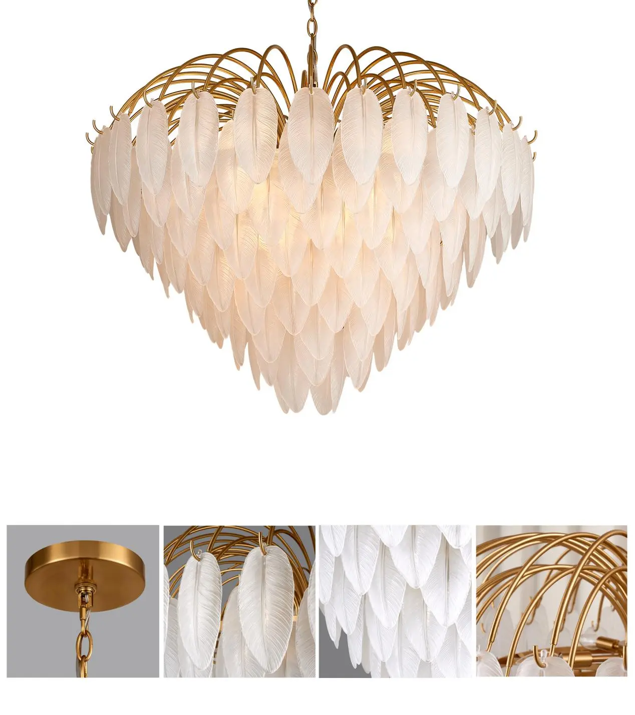 Frosted Glass Feather Chandelier